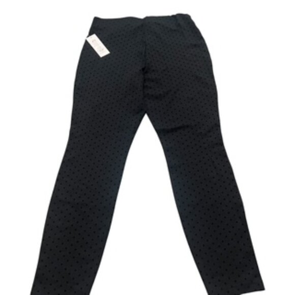NEW Nanette Lepore Black Dot Pants Womens Medium Tapered Legs Pull On Flat front - Picture 2 of 11